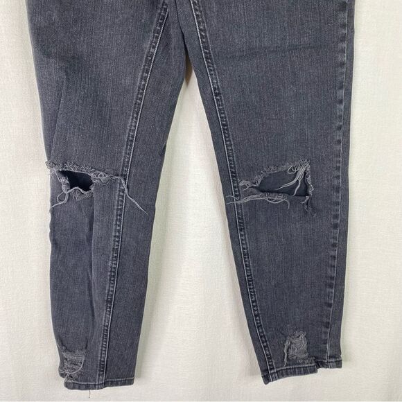 ASOS Denim Faded Black Distressed High Rise Boyfriend Jeans Stretch 28/32 - Picture 4 of 10